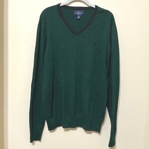 American Eagle Outfitters‎ Mens V Neck Sweater Green Long Sleeve Casual